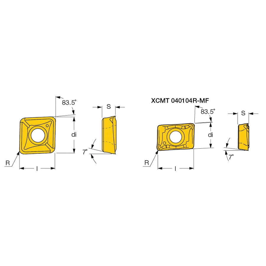 Iscar 5506625 Indexable Drill Insert, Special Parallelogram Shape, 60204 Insert, XCMT Insert, 2.38 mm THK, 6.4 mm Inscribed Circle, Manufacturer's Grade: IC908